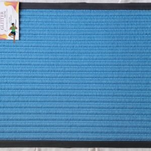 "Glitter Premium Blue Floor Mat with Striped Design – Anti-Slip Rubber Backing & Washable Dust Absorber Door Mat"