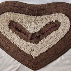 Handmade Brown & Beige Heart Shaped Rug – Decorative Cotton Floor Mat for Home