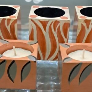 Handcrafted Wooden Light Candle Holders Set of 5