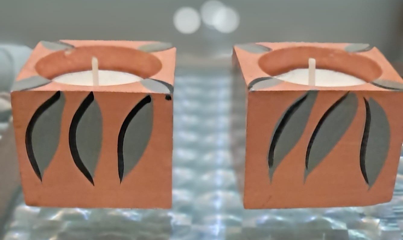 handcrafted wooden candle holders