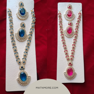 Elegant blue and pink stone necklace sets bundle for women – MatNMore