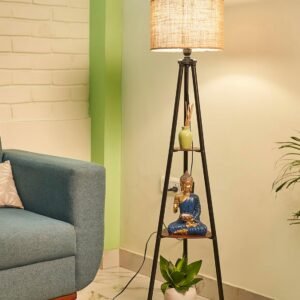 Crosscut Furniture LED Tripod Floor Lamp with Shelves Brown Jute – MatNMore